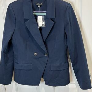 J Crew Devon BP412 navy double breasted blazer NWT size 10 cotton blend